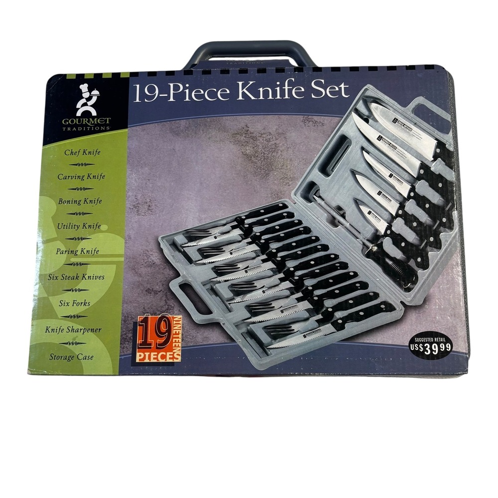 Gourmet Traditions 19 Piece Knife Set Kitchen Messer Stainless Steel Cutlery New
